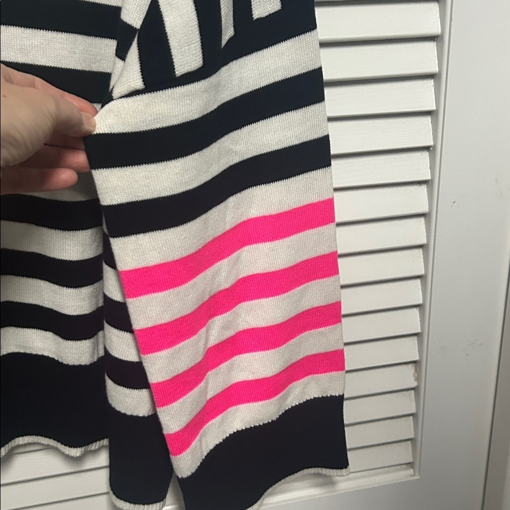 WISPR Striped Black and White Sweater with Pink Sleeve Accents - Picture 4 of 7